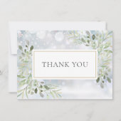 Elegant Winter Snowflakes Greenery Dank u Bedankkaart (Voorkant)