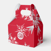 Elegant Winter Snowflakes | Rode achtergrond Bedankdoosjes (Achterkant)