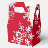 Elegant Winter Snowflakes | Rode achtergrond Bedankdoosjes (Geopend)