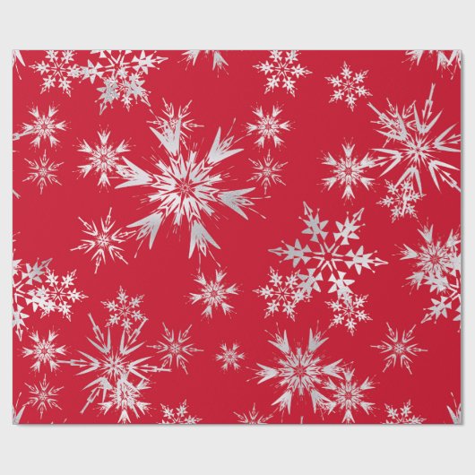 Elegant Winter Snowflakes | Rode achtergrond Cadeaupapier (Vlak)
