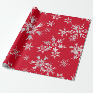 Elegant Winter Snowflakes   Rode achtergrond Cadeaupapier
