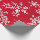 Elegant Winter Snowflakes | Rode achtergrond Cadeaupapier (Hoek)