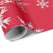 Elegant Winter Snowflakes | Rode achtergrond Cadeaupapier (Rol Hoek)