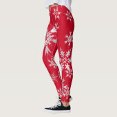 Elegant Winter Snowflakes | Rode achtergrond Leggings (Links)