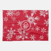 Elegant Winter Snowflakes | Rode achtergrond Theedoek (Horizontaal)