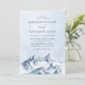 Elegant Winter Snowy Mountain Landscape Wedding Kaart (Staand voorkant)