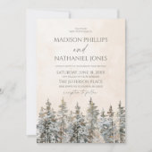Elegant Winter Snowy Pine Tree Landscape Wedding Kaart (Voorkant)