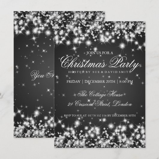 Elegant Winter Sparkle 2 Black Kaart (Voorkant / Achterkant)