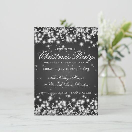 Elegant Winter Sparkle 2 Black Kaart (Staand voorkant)