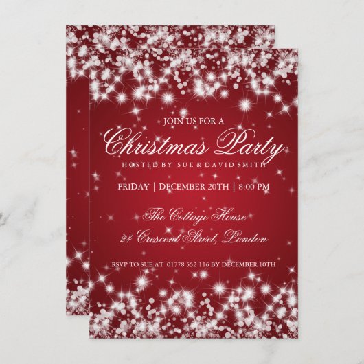 Elegant Winter Sparkle 2 Red Kaart (Voorkant / Achterkant)