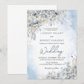 Elegant Winter stoffige blauwe bloemen en witte ro Kaart (Voorkant / Achterkant)