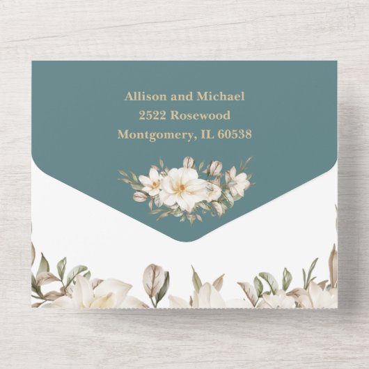 Elegant Winter Thema - All-in-One Wedding Invite All In One Uitnodiging (Achterkant)