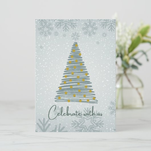 Elegant Winter themed Snow Xmas - Kerstmis Kaart (Staand voorkant)