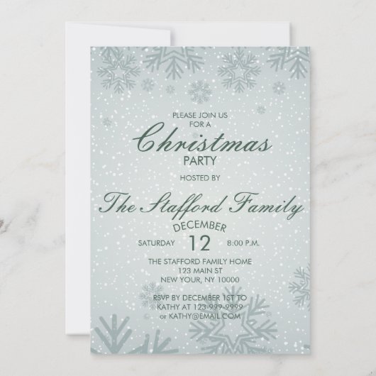 Elegant Winter themed Snow Xmas - Kerstmis Kaart (Achterkant)