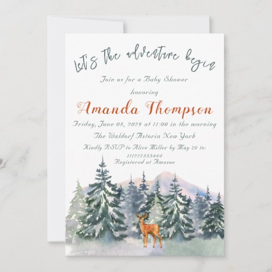 Elegant Winter Tree Waterverf Woodland Adventure Kaart (Voorkant)