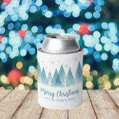 Elegant Winter Trees Custom Blue Kerstparty Blikjeskoeler