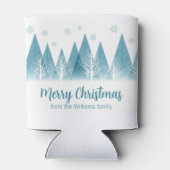 Elegant Winter Trees Custom Blue Kerstparty Blikjeskoeler (Achterkant)