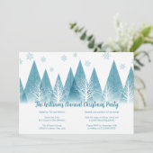Elegant Winter Trees Custom Blue Kerstparty Kaart (Staand voorkant)
