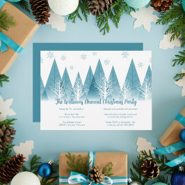 Elegant Winter Trees Custom Blue Kerstparty Kaart