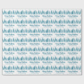 Elegant Winter Trees Custom Blue Merry Kerstmis Cadeaupapier (Vlak)