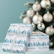 Elegant Winter Trees Custom Blue Merry Kerstmis