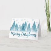 Elegant Winter Trees Custom Blue Merry Kerstmis Feestdagen Kaart (Voorkant)