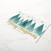 Elegant Winter Trees Custom Merry KerstGold Folie Feestdagenkaart (Gedraaid)