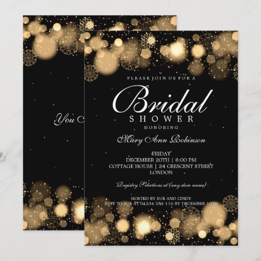 Elegant Winter Vrijgezellenfeest Gold Lights Kaart (Voorkant / Achterkant)