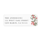 Elegant Winter Waterverf Botanisch Retouradres Etiket (Voorkant)