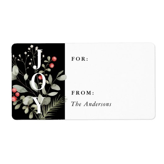 Elegant Winter Waterverf Botanische Gift Label (Voorkant)