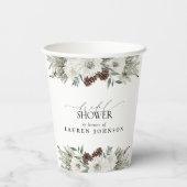 Elegant Winter Waterverf Floral Vrijgezellenfeest Papieren Bekers (Achterkant)