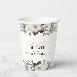 Elegant Winter Waterverf Floral Vrijgezellenfeest Papieren Bekers