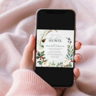 Elegant Winter Waterverf groen Vrijgezellenfeest Kaart