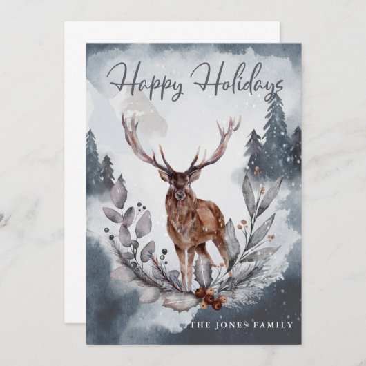 Elegant Winter Waterverf Kerstfeestdag (Voorkant / Achterkant)