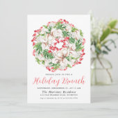 Elegant Winter Waterverf Wreath Holiday Brunch Kaart (Staand voorkant)