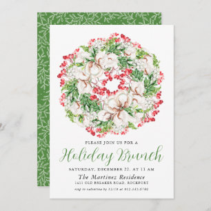 Elegant Winter Waterverf Wreath Holiday Brunch Kaart