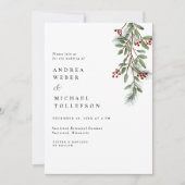 Elegant Winter Wedding Burgundy Greenery Invitatio Kaart (Voorkant)