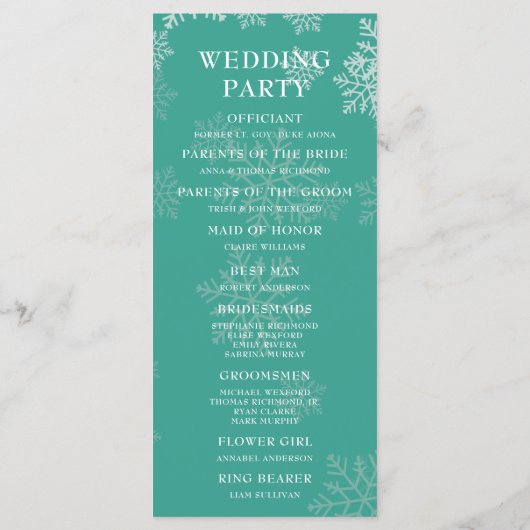 Elegant Winter Wedding Ceremony Programme Programmakaart (Achterkant)