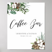 Elegant Winter Wedding Coffee Bar Sign Poster (Voorkant)