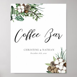 Elegant Winter Wedding Coffee Bar Sign Poster
