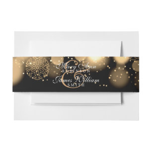 Elegant Winter Wedding Gold Lights Uitnodigingen Wikkel