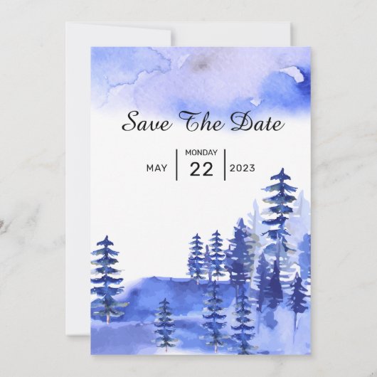 Elegant Winter Wedding Invitation Kaart Vector tem (Achterkant)