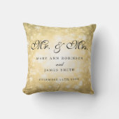 Elegant Winter Wedding Mr & Mrs Favor Gold Kussen (Voorkant)