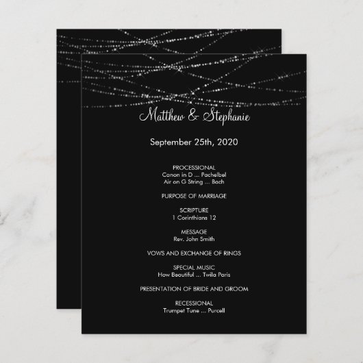 elegant winter Wedding Program Flyer 5,5 x 8,5 inc (Voorkant / Achterkant)