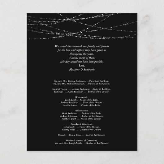 elegant winter Wedding Program Flyer 5,5 x 8,5 inc (Achterkant)