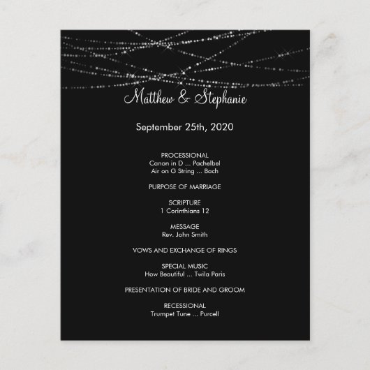 elegant winter Wedding Program Flyer 5,5 x 8,5 inc (Voorkant)