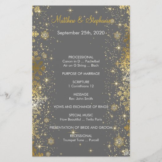 elegant winter Wedding Program Flyer 5,5 x 8,5 inc (Voorkant)