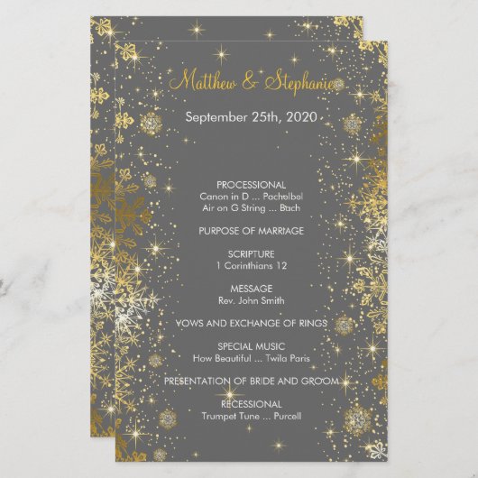 elegant winter Wedding Program Flyer 5,5 x 8,5 inc (Voorkant / Achterkant)