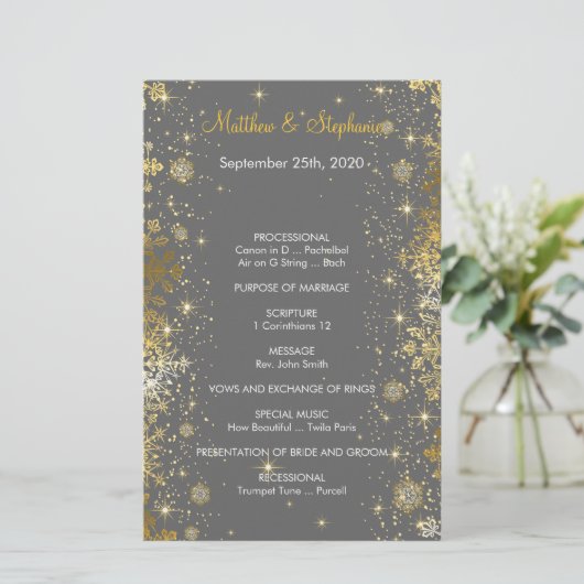 elegant winter Wedding Program Flyer 5,5 x 8,5 inc (Staand voorkant)