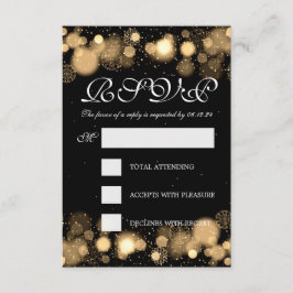 Elegant Winter Wedding RSVP Gold Lights Kaartje
